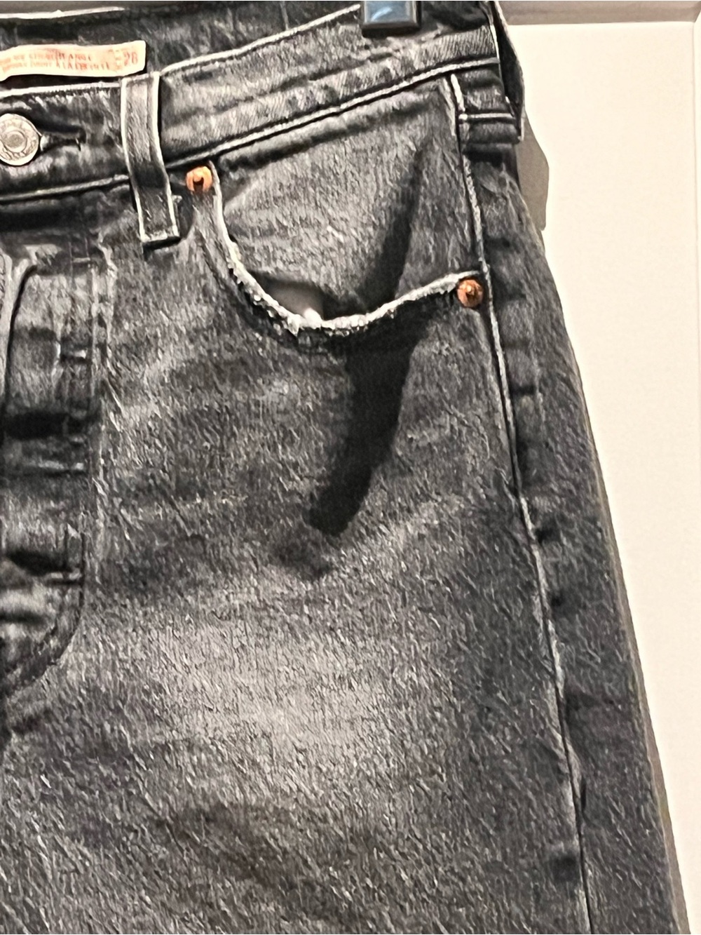 Levi's Ribcage Straight Ankle Black Washed Jeans 26 - Picture 5 of 11